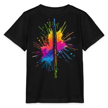 Flûte, Jouer de la flûte, - T-shirt bio MINI CREATOR Stanley/Stella Enfant - noir - Devant - Mikhail (115cm)