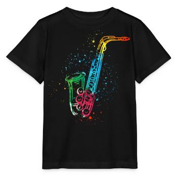 Saxofon, SAXofonist - Stanley/Stella Kinder T-Shirt MINI CREATOR  - Schwarz - Vorne - Mikhail (115cm)