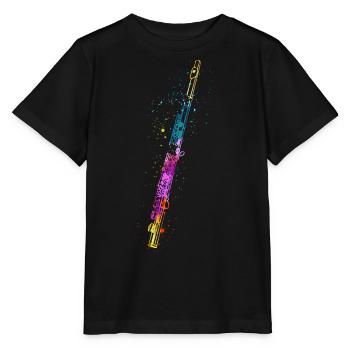 Flûte, Jouer de la flûte, - T-shirt bio MINI CREATOR Stanley/Stella Enfant - noir - Devant - Mikhail (115cm)