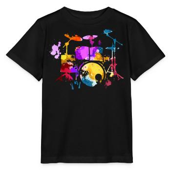 Schlagzeug, Schlagzeuger - Stanley/Stella Kinder T-Shirt MINI CREATOR  - Schwarz - Vorne - Mikhail (115cm)