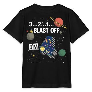 Blast Off J’ai 4 ans, 4ème anniversaire - T-shirt bio MINI CREATOR Stanley/Stella Enfant - noir - Devant - Mikhail (115cm)