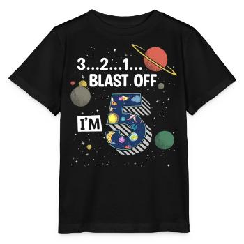 Blast Off J’ai 5 ans, 5ème anniversaire - T-shirt bio MINI CREATOR Stanley/Stella Enfant - noir - Devant - Mikhail (115cm)