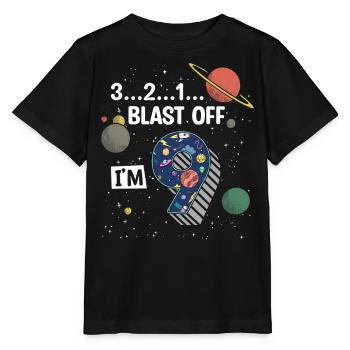 Blast Off J’ai 9 ans, 9ème anniversaire - T-shirt bio MINI CREATOR Stanley/Stella Enfant - noir - Devant - Mikhail (115cm)