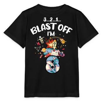 Blast Off J’ai 8 ans, 8ème anniversaire - T-shirt bio MINI CREATOR Stanley/Stella Enfant - noir - Devant - Mikhail (115cm)