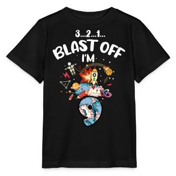 Blast Off J’ai 9 ans, 9ème anniversaire - T-shirt bio MINI CREATOR Stanley/Stella Enfant - noir - Devant - Mikhail (115cm)