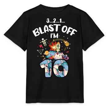 Blast Off J’ai 10 ans, 10e anniversaire - T-shirt bio MINI CREATOR Stanley/Stella Enfant - noir - Devant - Mikhail (115cm)