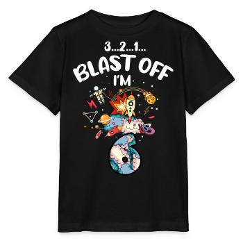 Blast Off J’ai 6 ans, 6ème anniversaire - T-shirt bio MINI CREATOR Stanley/Stella Enfant - noir - Devant - Mikhail (115cm)