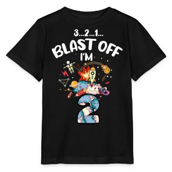 Blast Off J’ai 2 ans, 2ème anniversaire - T-shirt bio MINI CREATOR Stanley/Stella Enfant - noir - Devant - Mikhail (115cm)