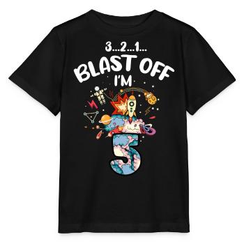Blast Off J’ai 5 ans, 5ème anniversaire - T-shirt bio MINI CREATOR Stanley/Stella Enfant - noir - Devant - Mikhail (115cm)
