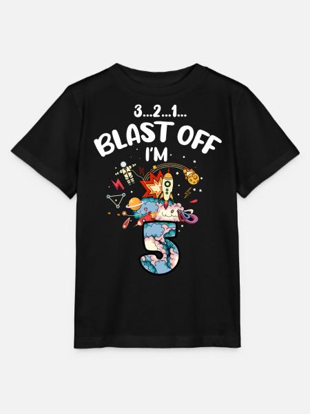 Blast Off Ich Bin 5 Jahre Alt, 5. Geburtstag - T-shirt MINI CREATOR barn från Stanley/Stella - svart