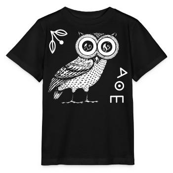 Hibou d’Athéna, mythologie grecque - T-shirt bio MINI CREATOR Stanley/Stella Enfant - noir - Devant - Mikhail (115cm)