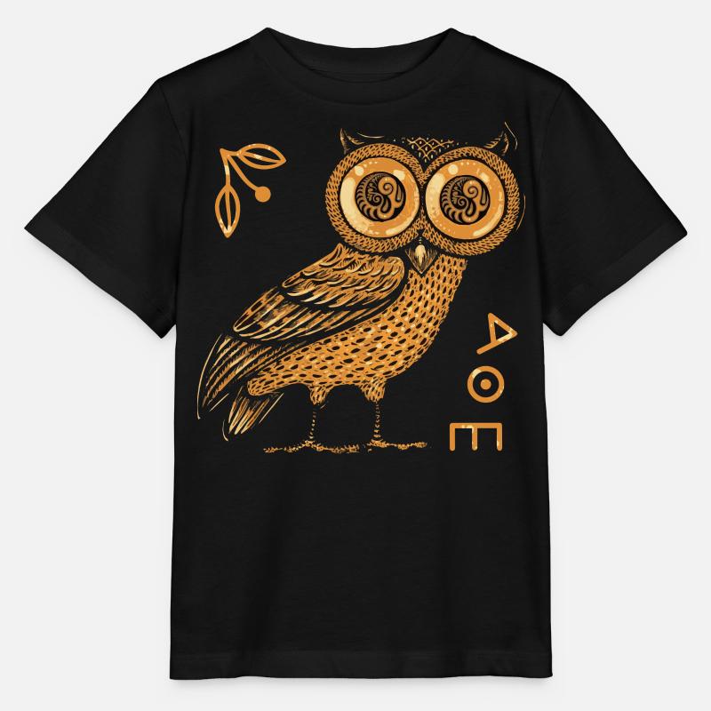 Hibou d’Athéna, mythologie grecque - T-shirt bio MINI CREATOR Stanley/Stella Enfant - noir