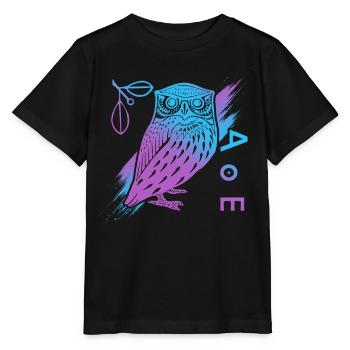 Hibou d’Athéna, mythologie grecque - T-shirt bio MINI CREATOR Stanley/Stella Enfant - noir - Devant - Mikhail (115cm)