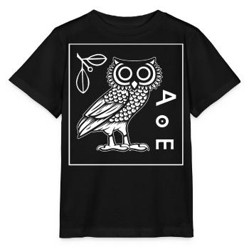 Hibou d’Athéna, mythologie grecque - T-shirt bio MINI CREATOR Stanley/Stella Enfant - noir - Devant - Mikhail (115cm)