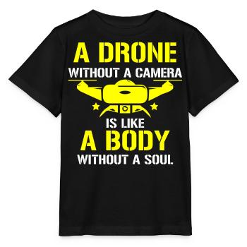 Drone volant, drones, drones, modèles réduits d’avions - T-shirt bio MINI CREATOR Stanley/Stella Enfant - noir - Devant - Mikhail (115cm)
