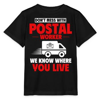 Postarbeiter, Post Mann - Stanley/Stella Kinder T-Shirt MINI CREATOR  - Schwarz - Vorne - Mikhail (115cm)