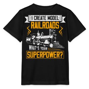 Ventilateur de chemin de fer, locomotive, conducteur de chemin de fer - T-shirt bio MINI CREATOR Stanley/Stella Enfant - noir - Devant - Mikhail (115cm)