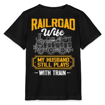 Railway fan, locomotive, railway conductor - Stanley/Stella MINI CREATOR Kids’ T-Shirt - black - Front - Mikhail (115cm)