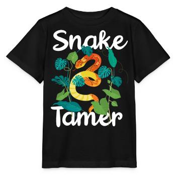 Schlange, Reptil - Schlangen - Stanley/Stella Kinder T-Shirt MINI CREATOR  - Schwarz - Vorne - Mikhail (115cm)