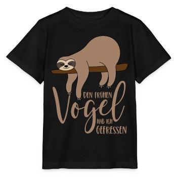 Paresseux - J’ai mangé le lève-tôt - T-shirt bio MINI CREATOR Stanley/Stella Enfant - noir - Devant - Mikhail (115cm)