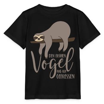 J’ai mangé le lève-tôt - le paresseux - T-shirt bio MINI CREATOR Stanley/Stella Enfant - noir - Devant - Mikhail (115cm)