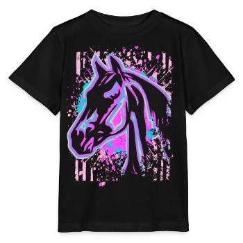 Cheval - Rose Lila - T-shirt bio MINI CREATOR Stanley/Stella Enfant - noir - Devant - Mikhail (115cm)