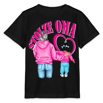 STOLZE OMA Enkelin schwarze Haare Herz Pink - Stanley/Stella Kinder T-Shirt MINI CREATOR  - Schwarz - Vorne - Mikhail (115cm)