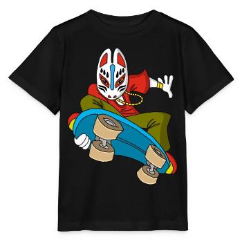 Strange fox on skateboarding - Stanley/Stella MINI CREATOR Kids’ T-Shirt - black - Front - Mikhail (115cm)