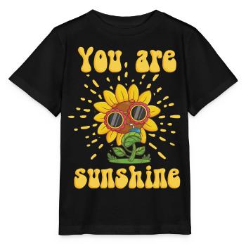 Strahlende Sonnenblume mit Sonnenbrille - Stanley/Stella Kinder T-Shirt MINI CREATOR  - Schwarz - Vorne - Mikhail (115cm)