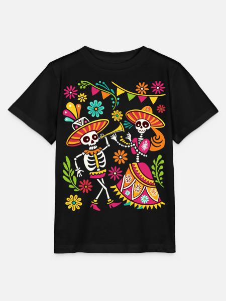 Mexikanischer Schädel Sugar Skull Dia de Muertos - Stanley/Stella Kinder T-Shirt MINI CREATOR  - Schwarz