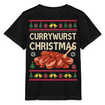 Merry Currymas Currywurst Christmas Xmas Sausage - Stanley/Stella MINI CREATOR Kids’ T-Shirt - black - Front - Mikhail (115cm)