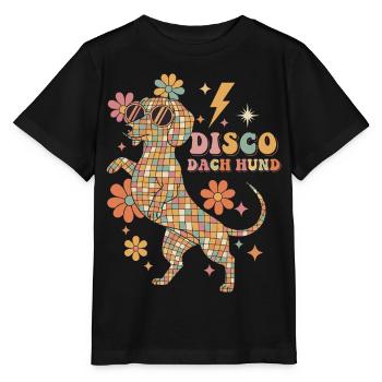 Techno Disco Dachshund Disco Ball Party Funny - Stanley/Stella MINI CREATOR Kids’ T-Shirt - black - Front - Mikhail (115cm)