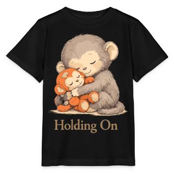 Anxious Monkey Plush Toy Solace - Stanley/Stella MINI CREATOR Kids’ T-Shirt - black - Front - Mikhail (115cm)