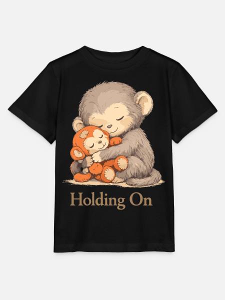 Ängstlicher Affe Plüschtier Trost - Stanley/Stella Kinder T-Shirt MINI CREATOR  - Schwarz