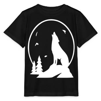 Silhouette de la Lune de la Nuit du Loup - T-shirt bio MINI CREATOR Stanley/Stella Enfant - noir - Devant - Mikhail (115cm)