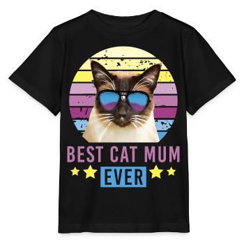 Best Cat Mum Ever Siam Katze Mama Mutter Katzenlie - Stanley/Stella Kinder T-Shirt MINI CREATOR  - Schwarz - Vorne - Mikhail (115cm)