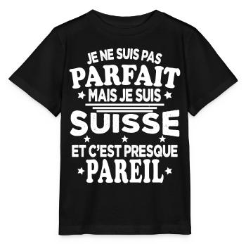 Je Ne Suis Pas Parfait Mais Je Suis Suisse - T-shirt bio MINI CREATOR Stanley/Stella Enfant - noir - Devant - Mikhail (115cm)
