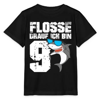 Haifisch Geburtstagsmotiv 9 Jahre Jungen Geschenk - Stanley/Stella Kinder T-Shirt MINI CREATOR  - Schwarz - Vorne - Mikhail (115cm)