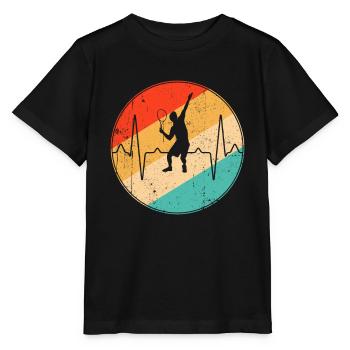 Tennis Retro Herzschlag - Stanley/Stella Kinder T-Shirt MINI CREATOR  - Schwarz - Vorne - Mikhail (115cm)