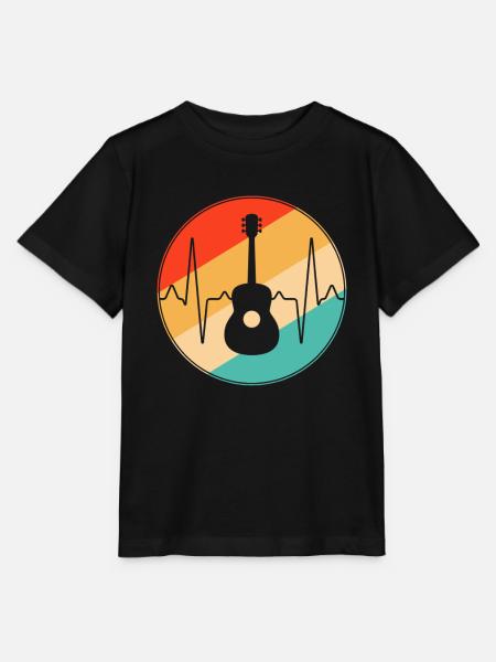 Gitarre Retro Herzschlag - Stanley/Stella Kinder T-Shirt MINI CREATOR - Schwarz