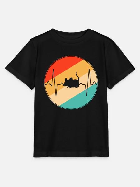 Maus Retro Herzschlag - Stanley/Stella Kinder T-Shirt MINI CREATOR - Schwarz