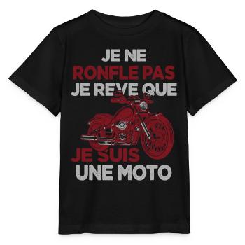 Je Ne Ronfle Pas Je Rêve Que Je Suis Une Moto - T-shirt bio MINI CREATOR Stanley/Stella Enfant - noir - Devant - Mikhail (115cm)