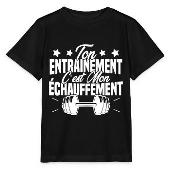 Ton Entrainement C'est Mon échauffement - T-shirt bio MINI CREATOR Stanley/Stella Enfant - noir - Devant - Mikhail (115cm)
