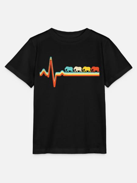 Elefant Retro Herzschlag - Stanley/Stella Kinder T-Shirt MINI CREATOR - Schwarz
