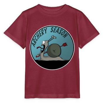 ARCHERY SEASON, funny pictures, cartoon stickers - Stanley/Stella MINI CREATOR Kids’ T-Shirt - burgundy - Front - Kain (125cm)