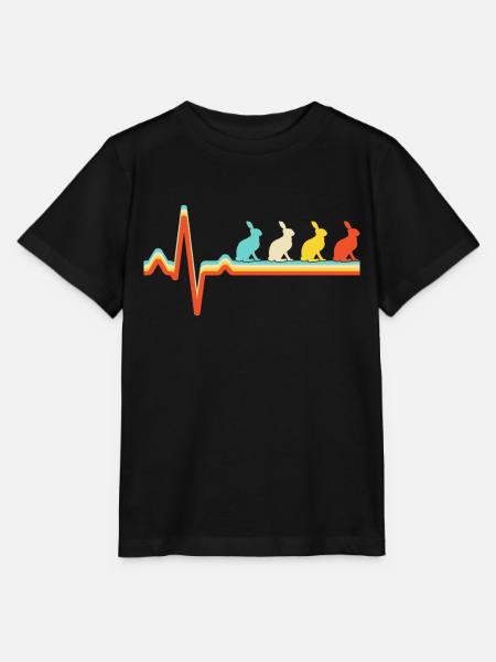 Hase Retro Herzschlag - Stanley/Stella Kinder T-Shirt MINI CREATOR  - Schwarz