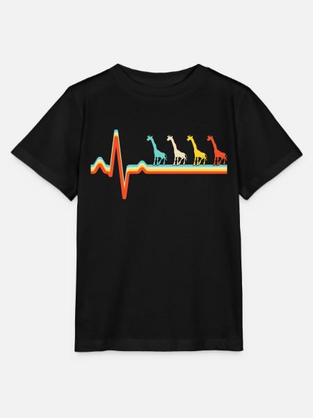 Giraffe Retro Herzschlag - Stanley/Stella Kinder T-Shirt MINI CREATOR - Schwarz