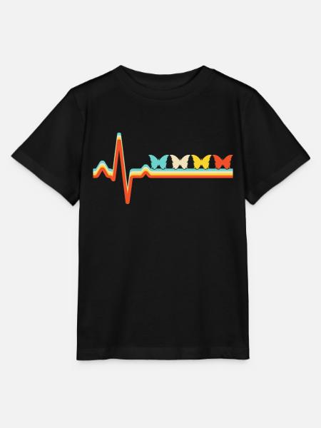 Schmetterling Retro Herzschlag - Stanley/Stella Kinder T-Shirt MINI CREATOR - Schwarz