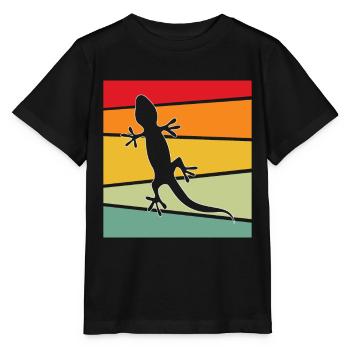 Lézard Rétro - T-shirt bio MINI CREATOR Stanley/Stella Enfant - noir - Devant - Mikhail (115cm)