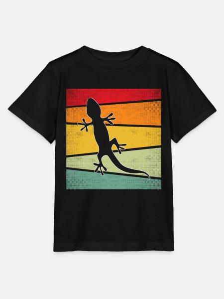 Eidechse Retro - Stanley/Stella Kinder T-Shirt MINI CREATOR  - Schwarz